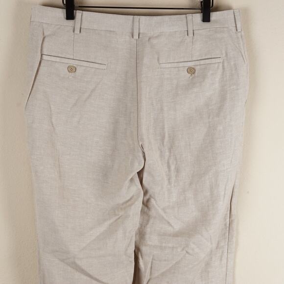 Cubavera Easy Care Linen Blend Flat Front Dress Beige Pants Mens Sz 34 x 30 - Picture 4 of 10